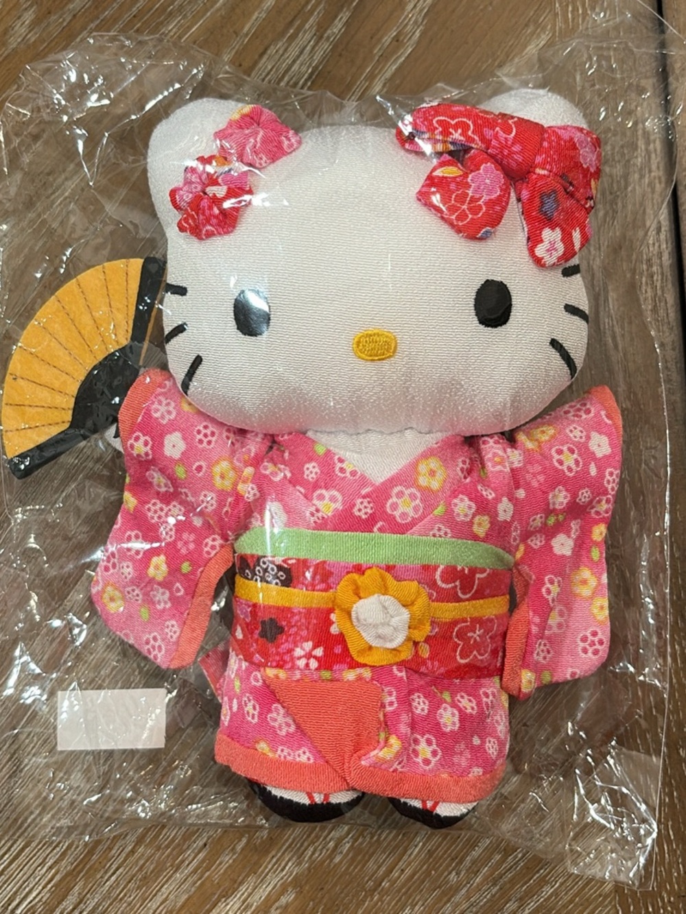 Sanrio Hello Kitty Pink Floral Kimono Plush with Red Bow